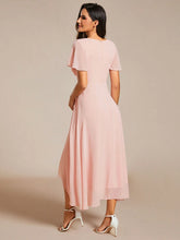 EVER-PRETTY Chiffon Ruffle Trim Contrast High Low Hem Bridesmaid Dress